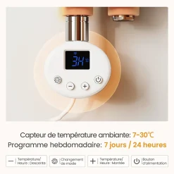 EMKE Radiateur Sèche-Serviettes Électrique 1320x500 mm, Blanc 800W, WiFi, Modes Intelligents, Détection Fenêtre