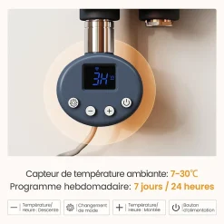 EMKE Radiateur Sèche-Serviettes Électrique 1041x500 mm, Gris Anthracite 600W, WiFi, Modes Intelligents, IPX4