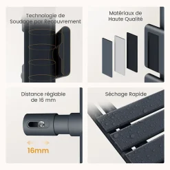 EMKE Radiateur Sèche-Serviettes Électrique 1041x400 mm, Gris Anthracite 400W, WiFi, Modes Intelligents, IPX4