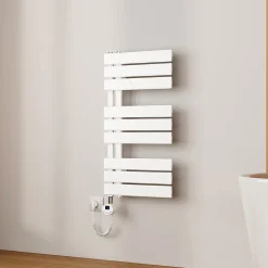 EMKE Radiateur Sèche-Serviettes Électrique 762x400 mm, Blanc 400W, WiFi, Modes Intelligents, Détection Fenêtre