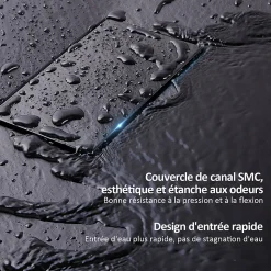 EMKE Receveur de douche receveur de douche plat antidérapant SMC receveur de douche à découper, 120x90cm, Noire