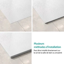 EMKE Receveur de douche receveur de douche plat antidérapant SMC receveur de douche à découper, 120x90cm, Blanc