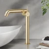 EMKE Robinet de Salle de Bain Or Champagne, 332x220x76 mm, Laiton, Cartouche Céramique, Mitigeur de Lavabo, Installation Facile