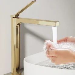 EMKE Robinet Lavabo Salle de Bain 335x233x46 mm Or Champagne, Mitigeur en Cuivre, Robinet de Cuisine , Cartouche Céramique