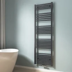 EMKE Sèche-serviette eau chaude, Radiateur sèche-serviettes raccordement central Anthracite 100x60cm 498Watts