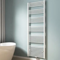 EMKE Sèche-serviette eau chaude, Radiateur sèche-serviettes raccordement central Blanc 180x60cm 860Watts