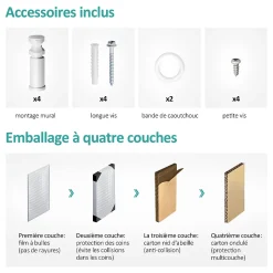 EMKE Sèche-serviette eau chaude, Radiateur sèche-serviettes raccordement central Blanc 180x60cm 860Watts