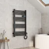 EMKE Sèche-serviette électrique Aluminium Commande tactile Température réglable - 960 x 540 mm Noir 500W