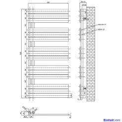 EMKE Sèche-serviettes à Eau Chaude Panneau Plat, Sèche-serviettes connexion latérale pour, Anthracite 1320x600mm 838Watts
