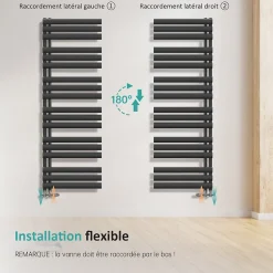 EMKE Sèche-Serviettes à Eau Chaude pour Salle de Bain, Radiateur Anthracite 174x60cm 823W