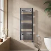 EMKE Sèche-serviettes électrique avec thermostat 120 x 50 cm, radiateur de salle de bain incurvé, gris anthracite, 500 watts