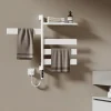 EMKE Sèche-serviettes électrique, rotatif à 180, 76 x 45 cm, sèche-serviettes et radiateur pour salle de bain, blanc brillant