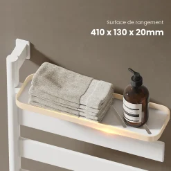 EMKE Sèche-serviettes électrique, rotatif à 180, 76 x 45 cm, sèche-serviettes et radiateur pour salle de bain, blanc brillant