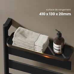 EMKE Sèche-serviettes électrique, rotatif à 180, 76 x 45 cm, sèche-serviettes et radiateur pour salle de bain, Noir mat