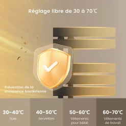 EMKE Sèche-Serviettes Électrique de salle de bain 1000 x 500 mm, Porte-serviettes chauffant électrique, Noir 350W