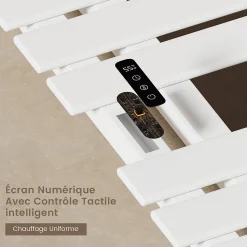 EMKE Sèche-Serviettes Électrique de salle de bain 1000 x 500 mm, Porte-serviettes chauffant électrique, Blanc 350W