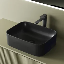 EMKE Vasque à Poser 505 x 380 x 150 mm, Lavabo Rectangulaire en Céramique pour Salle de Bain, Coins Arrondis R, Gris Foncé Mat