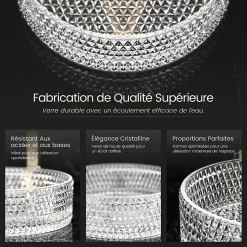 EMKE Vasque à Poser Ronde, 360 x 360 x 112 mm, Lavabo en Verre Transparent, Design Montage sur Comptoir