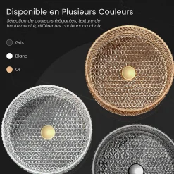 EMKE Vasque à Poser Ronde, 360 x 360 x 112 mm, Lavabo en Verre Or rose, Design Montage sur Comptoir