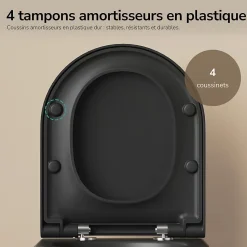 EMKE WC Suspendu Noir Mat en Céramique, Sans Bord, Double Chasse, Abattant UF Amovible Frein de Chute 360x365x490 mm