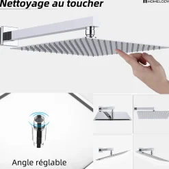 Encastré Colonne de Douche Thermostatique Système de Douche Grande Douche de Tête Set de Douche Encastrée en Laiton Chromé