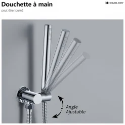 Encastré Colonne de Douche Thermostatique Système de Douche Rond Grande Douche de Tête Set de Douche Encastrée en Laiton Chromé