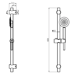 Ensemble barre de douche inox brossé - douchette 1 jet - flexible 150 cm - Barre 65 cm - Alois