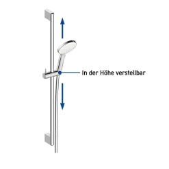Ensemble Colonne de douche métal Barre de douche avec flexible 1,6m et douchette chrome - 70x2x7cm - Chrome