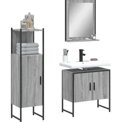 Ensemble d'armoires de salle de bain 3 pcs sonoma gris vidaXL