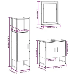 Ensemble d'armoires de salle de bain 3 pcs sonoma gris vidaXL