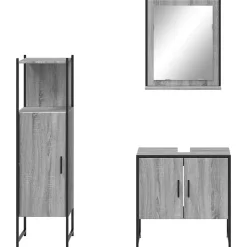 Ensemble d'armoires de salle de bain 3 pcs sonoma gris vidaXL