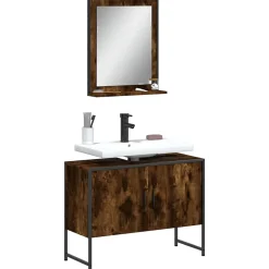 Ensemble d'armoires de salle de bain 2 pcs chêne fumé vidaXL