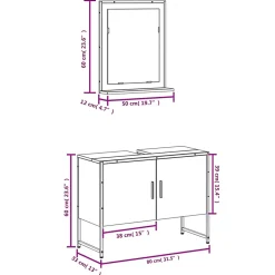 Ensemble d'armoires de salle de bain 2 pcs chêne fumé vidaXL
