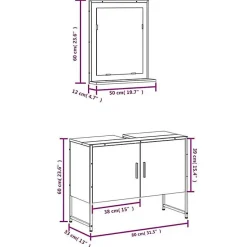 Ensemble d'armoires de salle de bain 2 pcs chêne fumé vidaXL