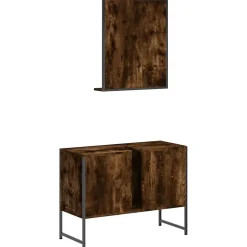 Ensemble d'armoires de salle de bain 2 pcs chêne fumé vidaXL