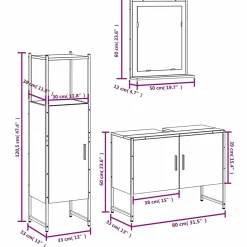 Ensemble d'armoires de salle de bain 3 pcs chêne fumé vidaXL