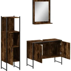Ensemble d'armoires de salle de bain 3 pcs chêne fumé vidaXL