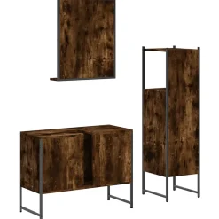 Ensemble d'armoires de salle de bain 3 pcs chêne fumé vidaXL