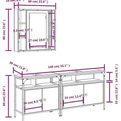 Ensemble d'armoires de salle de bain 3 pcs sonoma gris vidaXL
