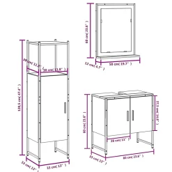 Ensemble d'armoires de salle de bain 3 pcs chêne fumé vidaXL