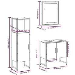 Ensemble d'armoires de salle de bain 3 pcs chêne fumé vidaXL