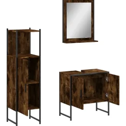 Ensemble d'armoires de salle de bain 3 pcs chêne fumé vidaXL