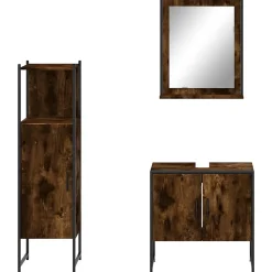 Ensemble d'armoires de salle de bain 3 pcs chêne fumé vidaXL