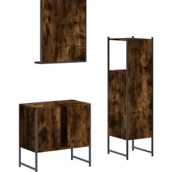 Ensemble d'armoires de salle de bain 3 pcs chêne fumé vidaXL