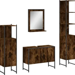 Ensemble d'armoires de salle de bain 4 pcs chêne fumé vidaXL