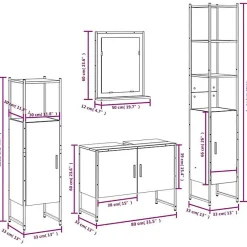 Ensemble d'armoires de salle de bain 4 pcs chêne fumé vidaXL