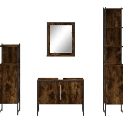 Ensemble d'armoires de salle de bain 4 pcs chêne fumé vidaXL