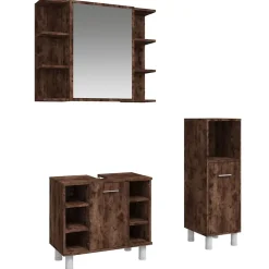 Ensemble d'armoires de salle de bain 3 pcs chêne fumé vidaXL
