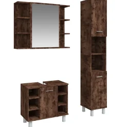 Ensemble d'armoires de salle de bain 3 pcs chêne fumé vidaXL