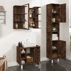 Ensemble d'armoires de salle de bain 3 pcs chêne fumé vidaXL